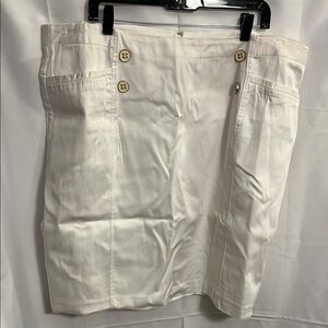 Dress Barn White Button-Accent Skirt